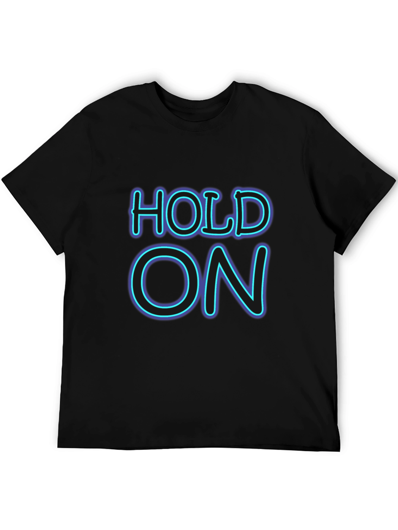 Neon HOLD ON Graphic Black T-Shirt