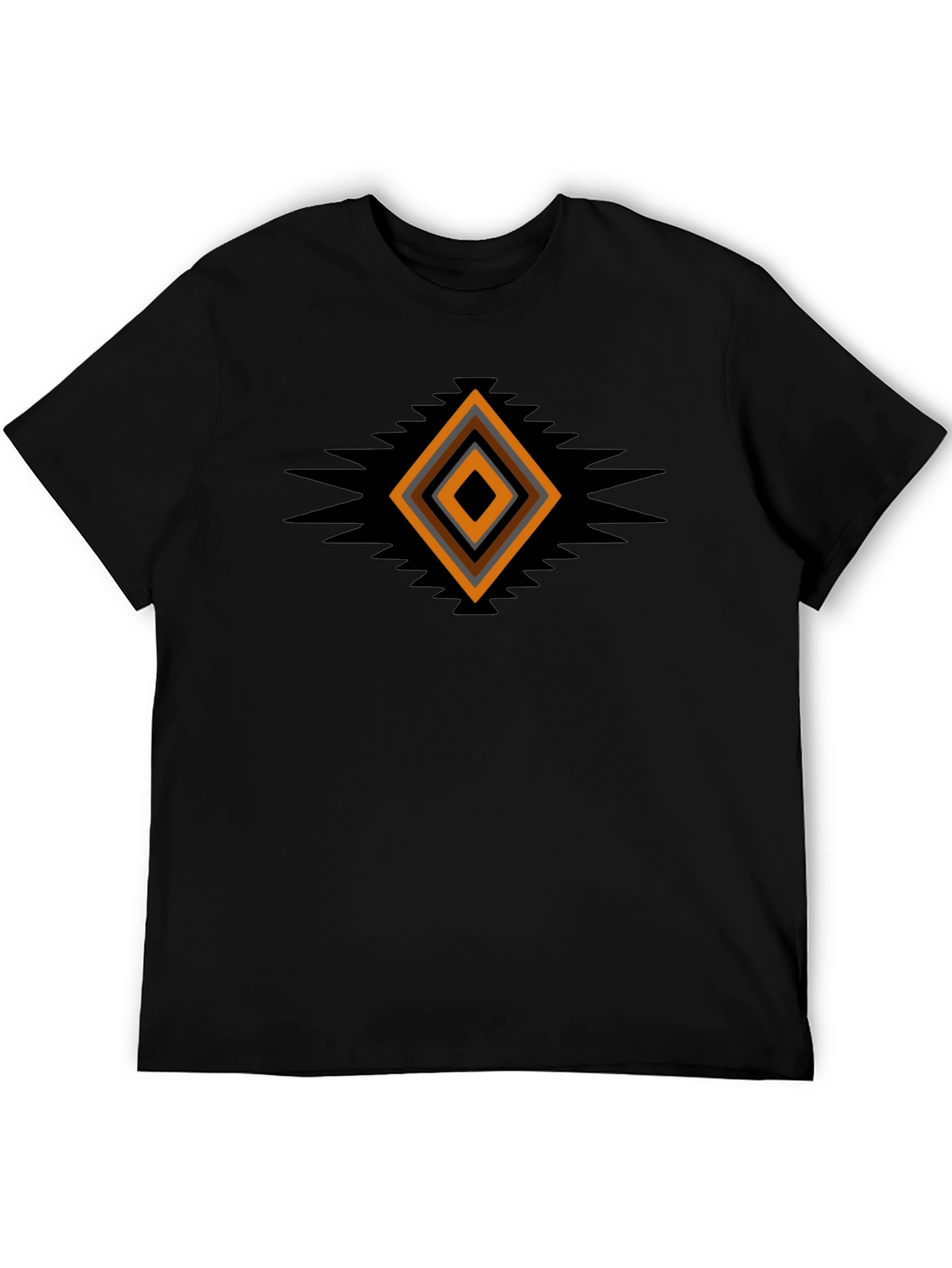 Geometric Aztec Diamond Print Black T-Shirt