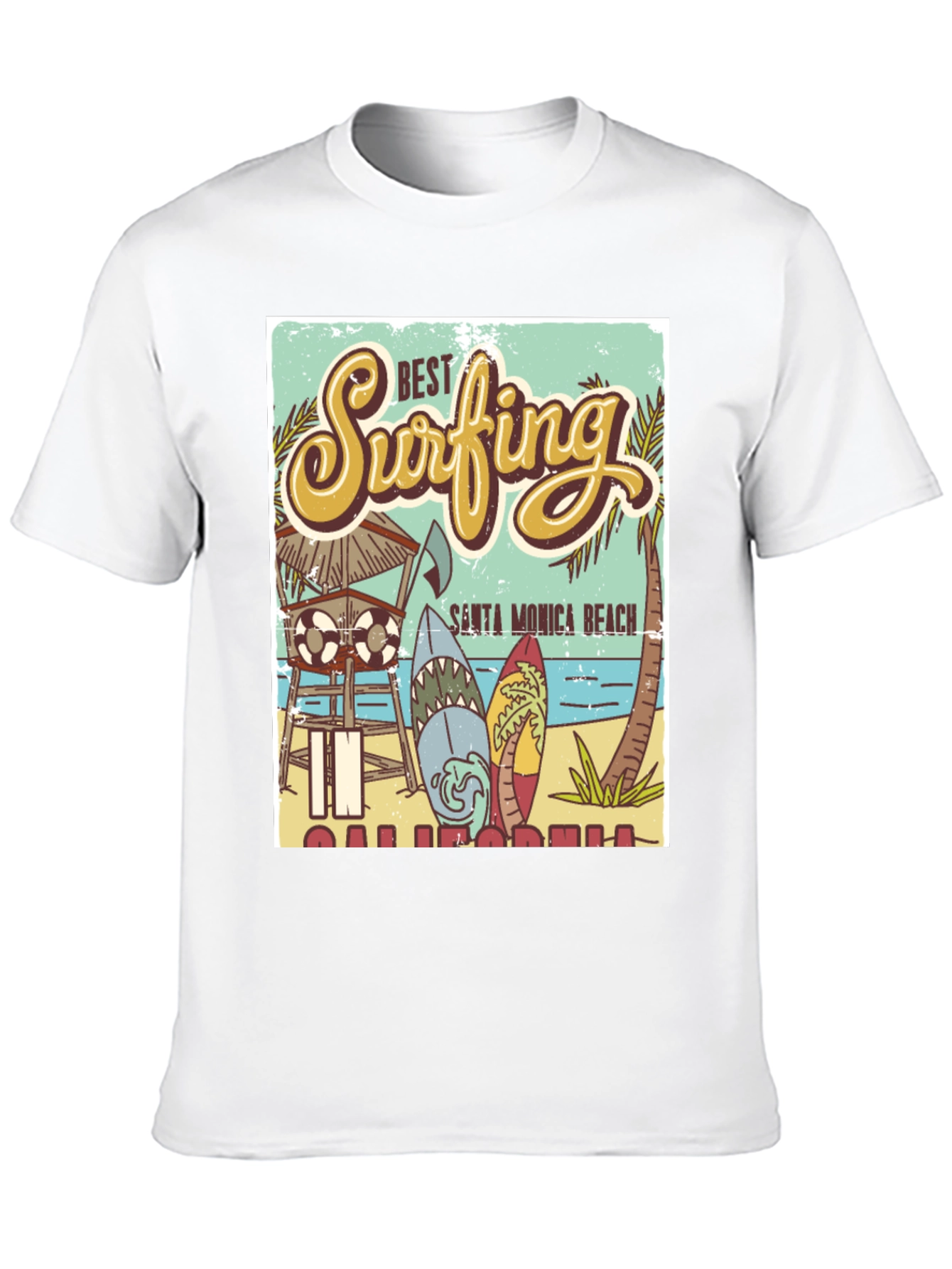 Santa Monica Beach Surfing T-Shirt
