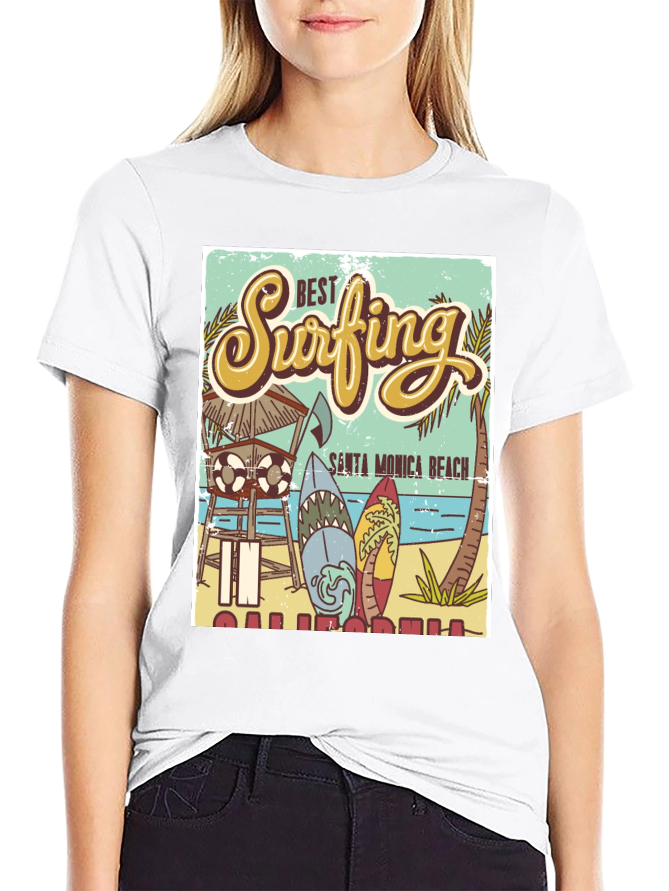 Santa Monica Beach Surfing T-Shirt