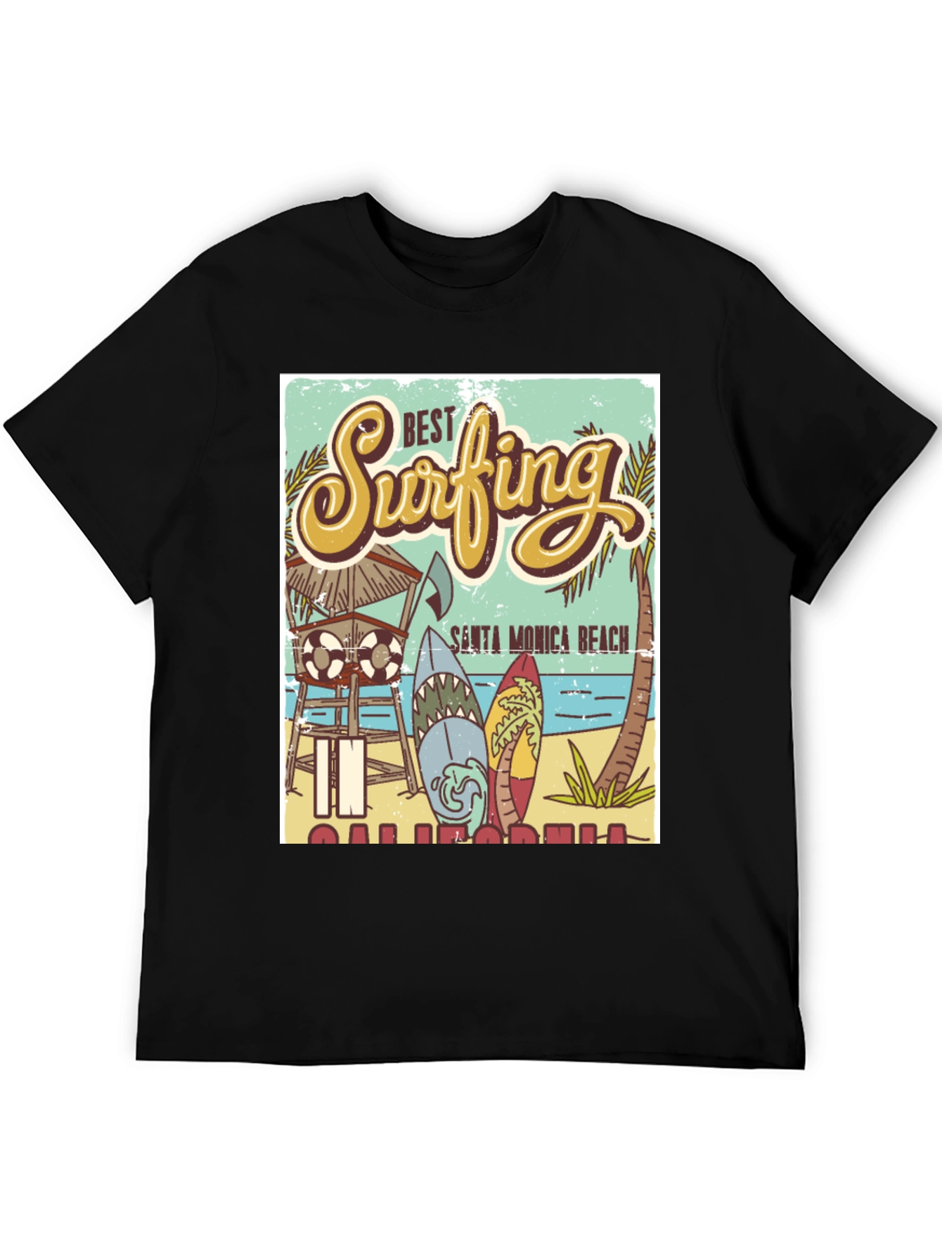 Santa Monica Beach Surfing T-Shirt