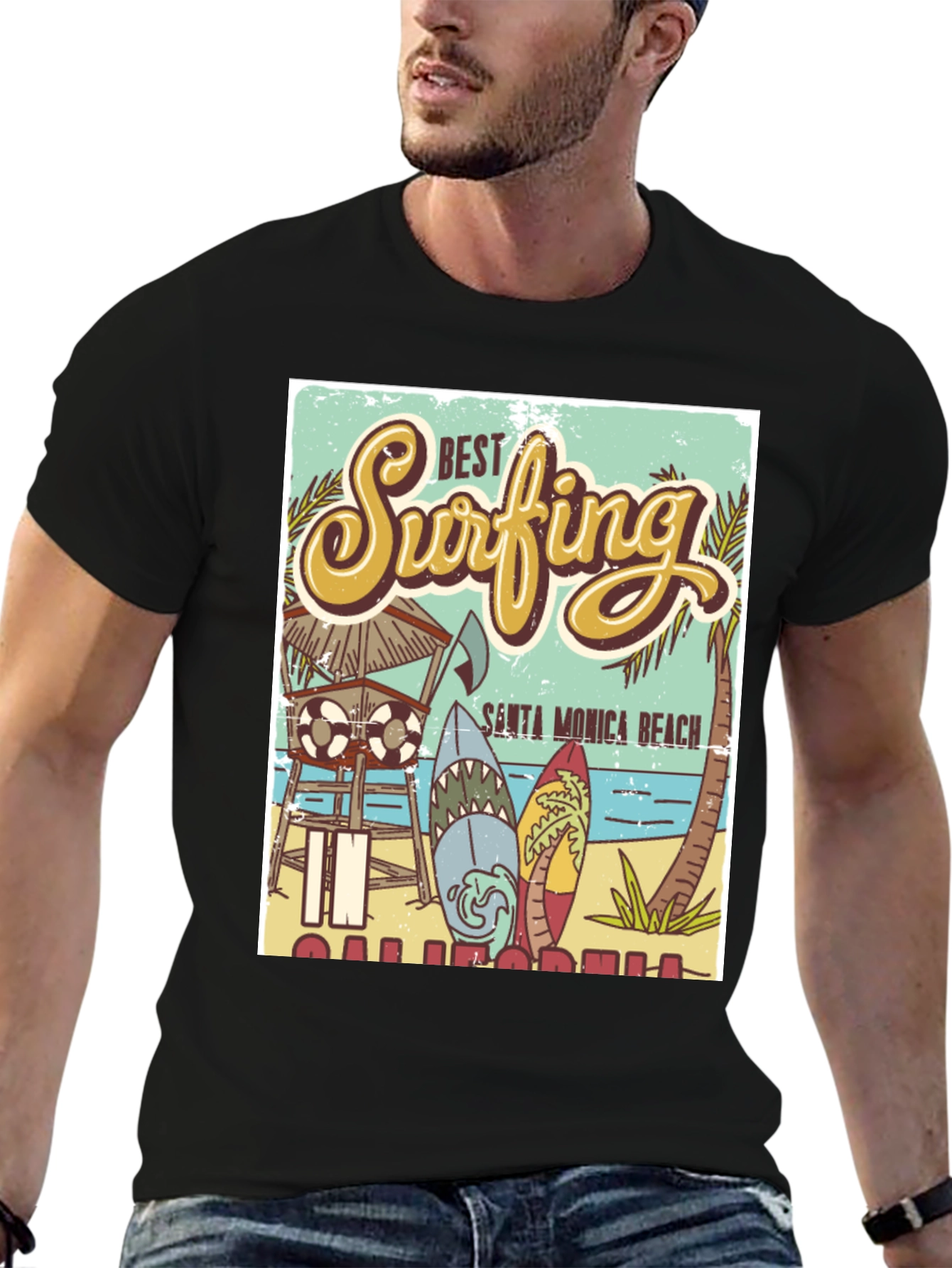 Santa Monica Beach Surfing T-Shirt