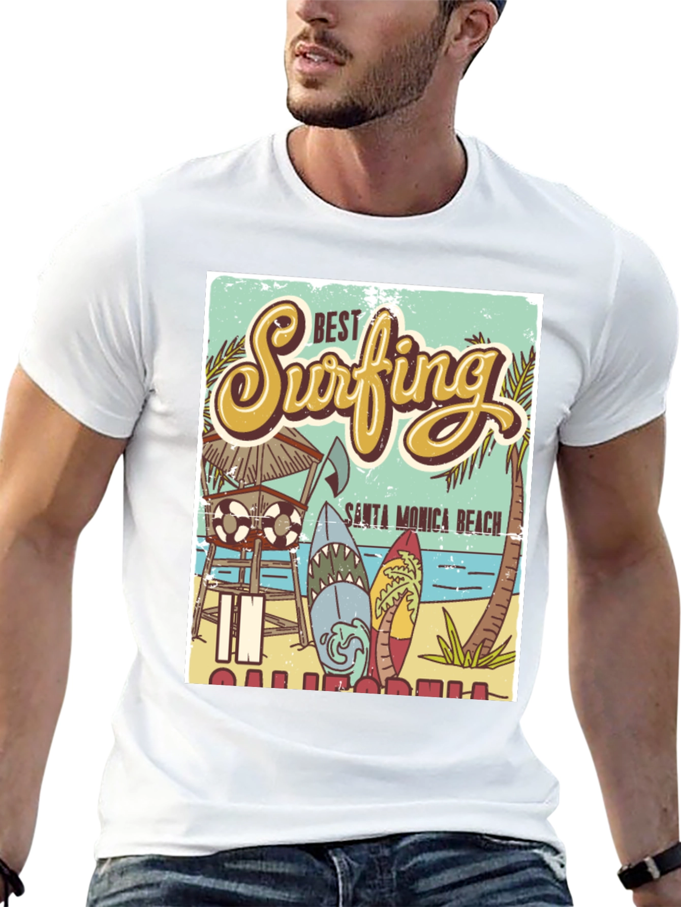 Santa Monica Beach Surfing T-Shirt