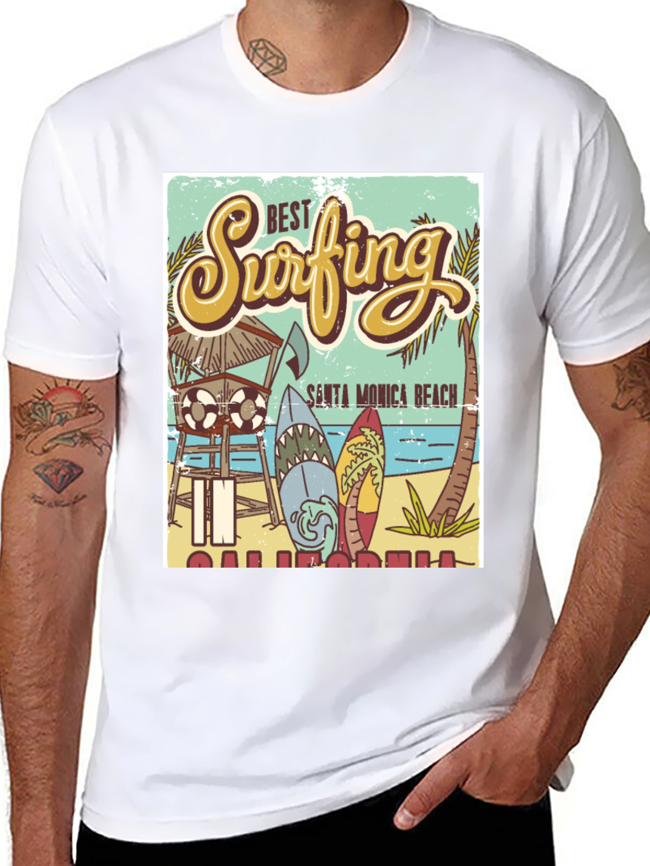 Santa Monica Beach Surfing T-Shirt