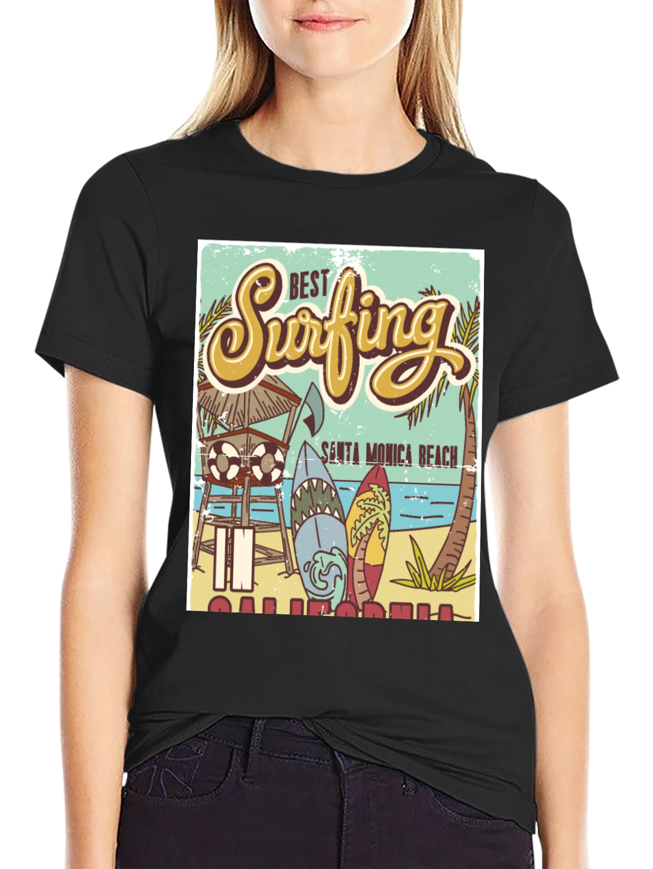 Santa Monica Beach Surfing T-Shirt