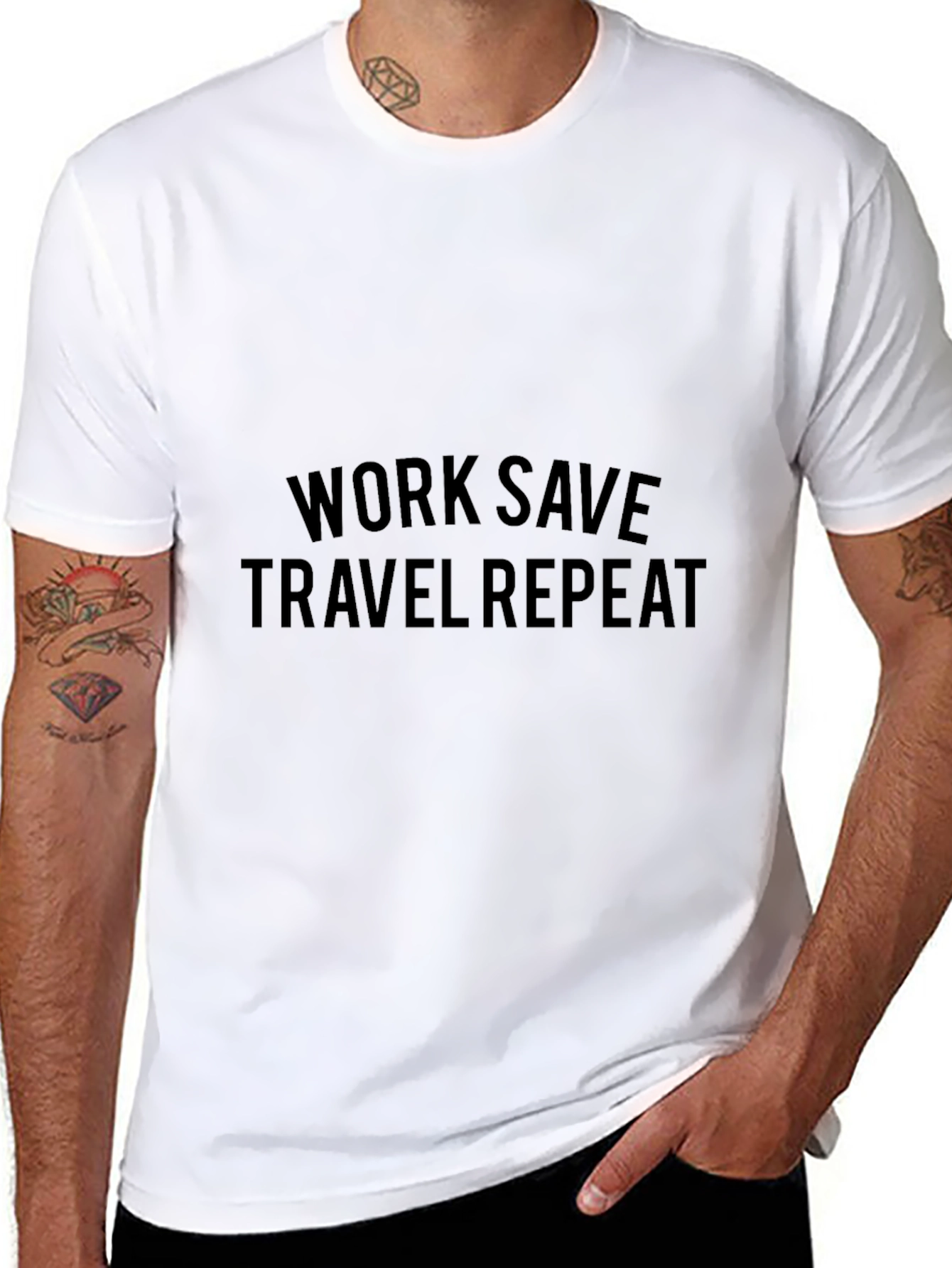 Work Save Travel Repeat Black T-Shirt