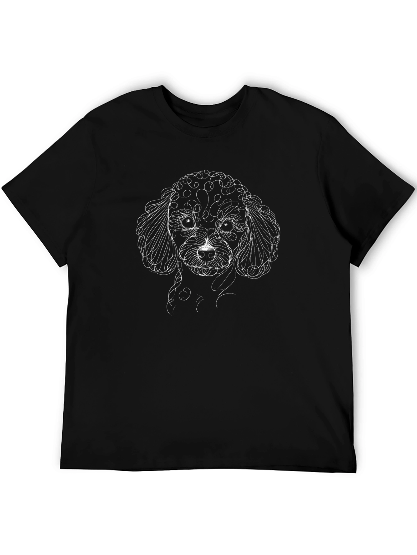 Dog Sketch Black Tee - Casual Graphic Print