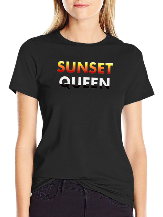 Sunset Queen Graphic Tee - Trendy Unisex Black T-Shirt
