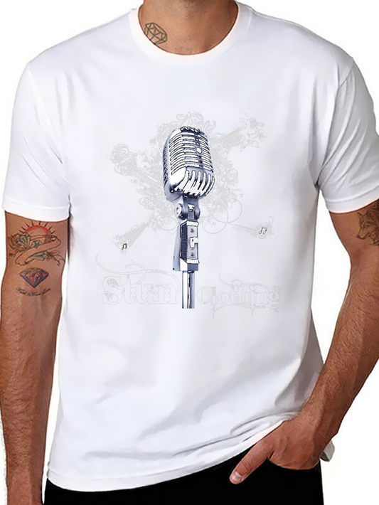 Vintage Microphone Graphic Tee - Black