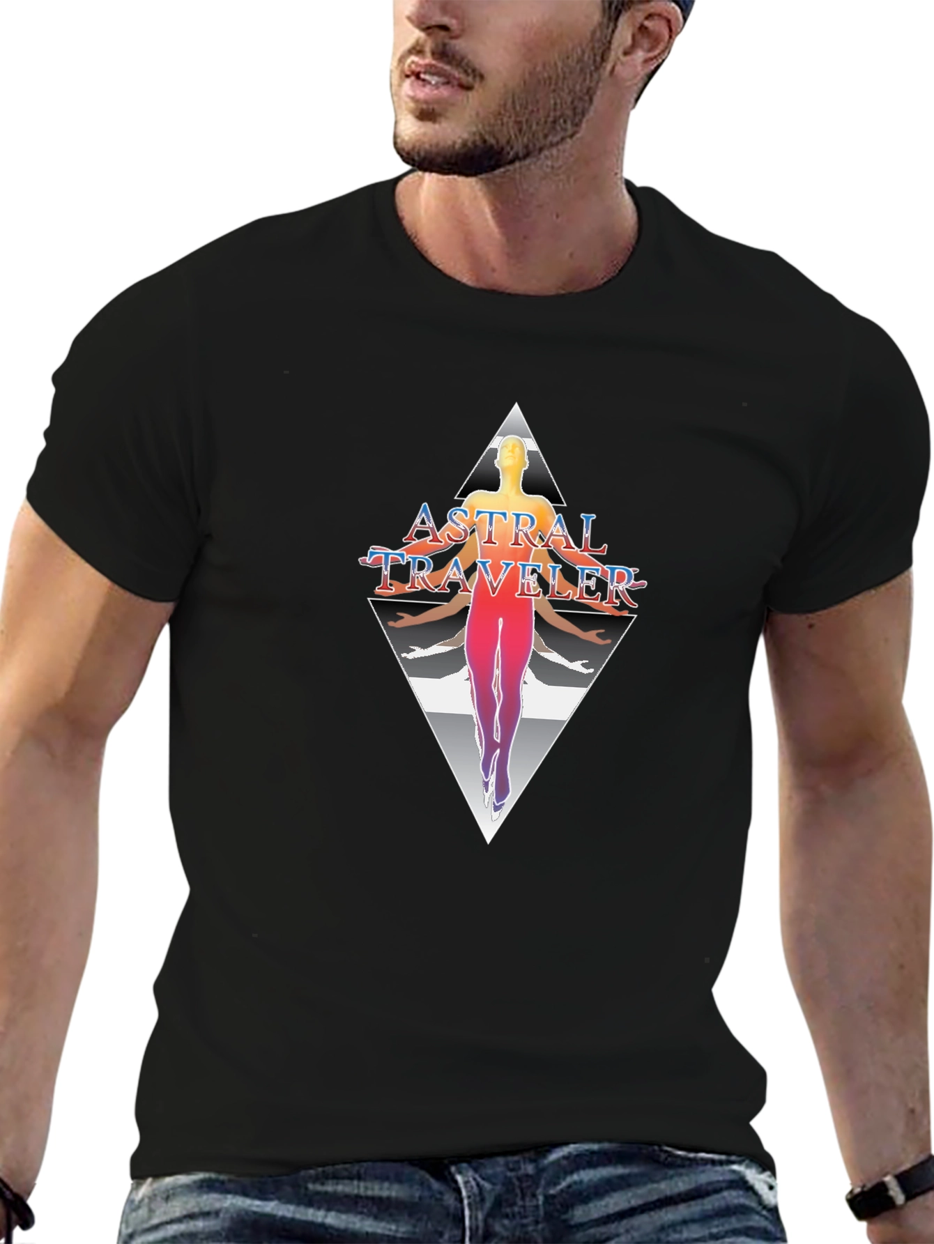 Astral Traveler Graphic T-Shirt - Black