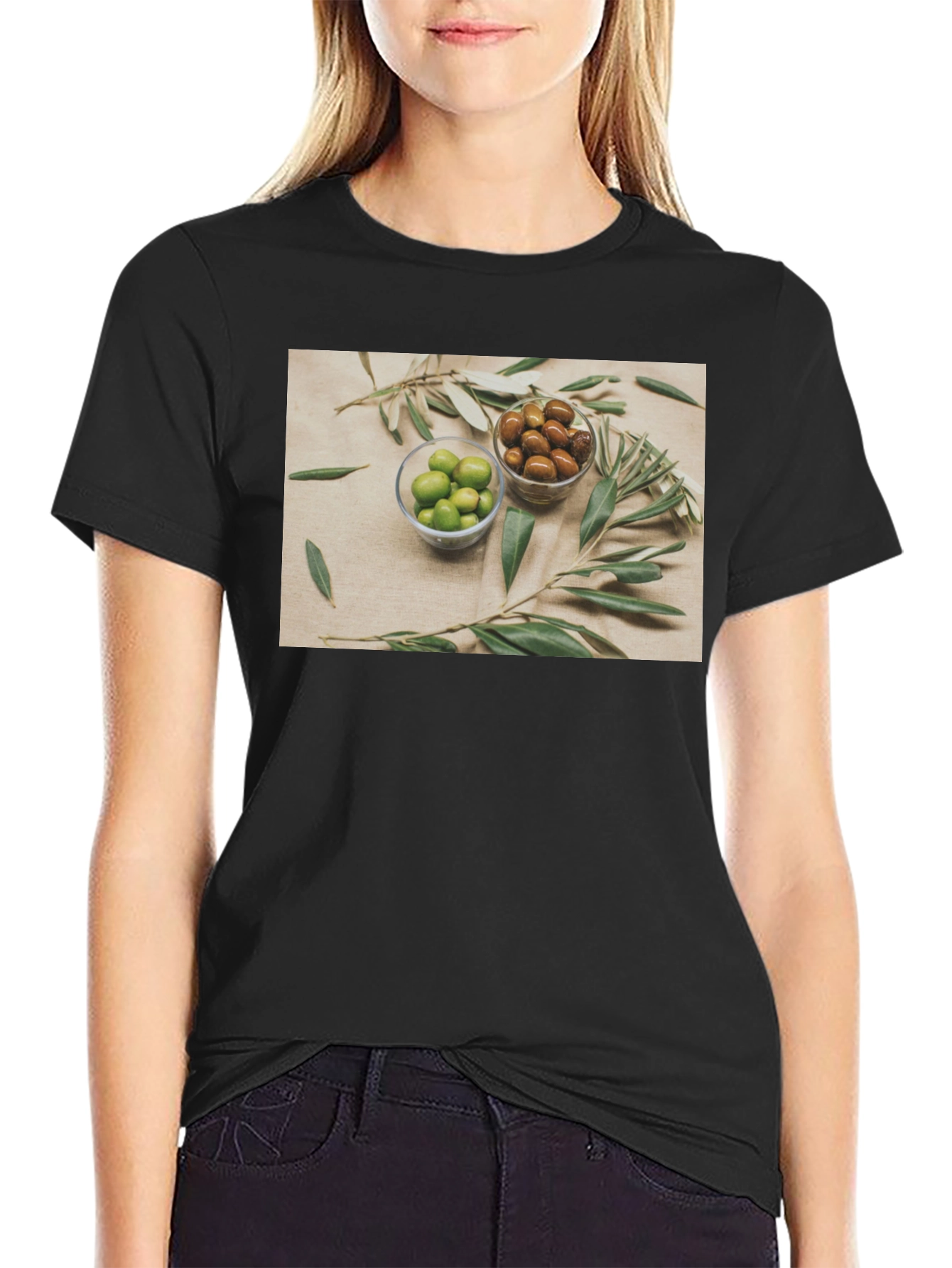 Olive You T-Shirt - Green & Brown Olives