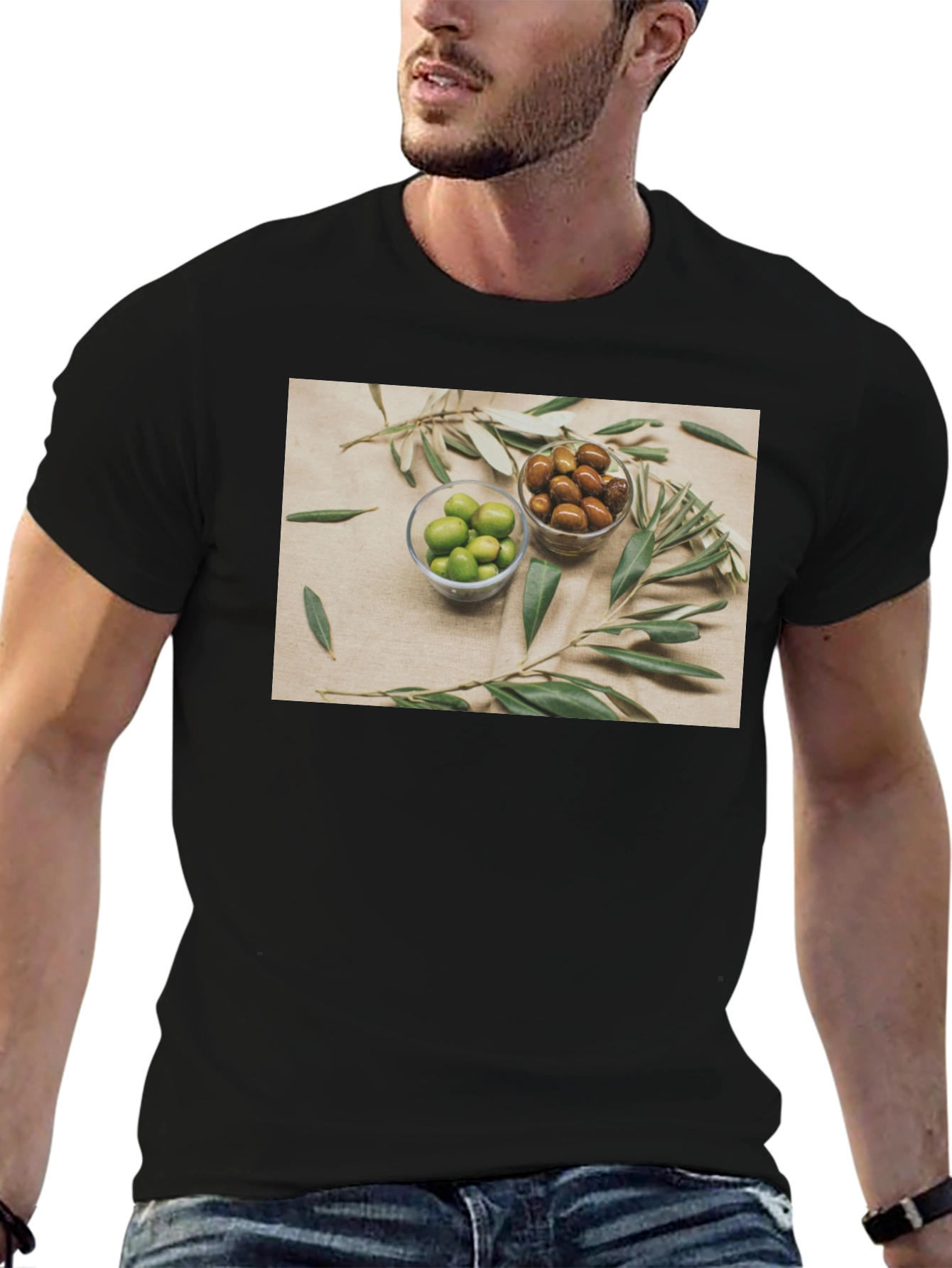 Olive You T-Shirt - Green & Brown Olives