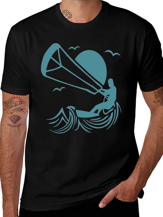 Kitesurfing Graphic Tee - Stylish Black T-Shirt