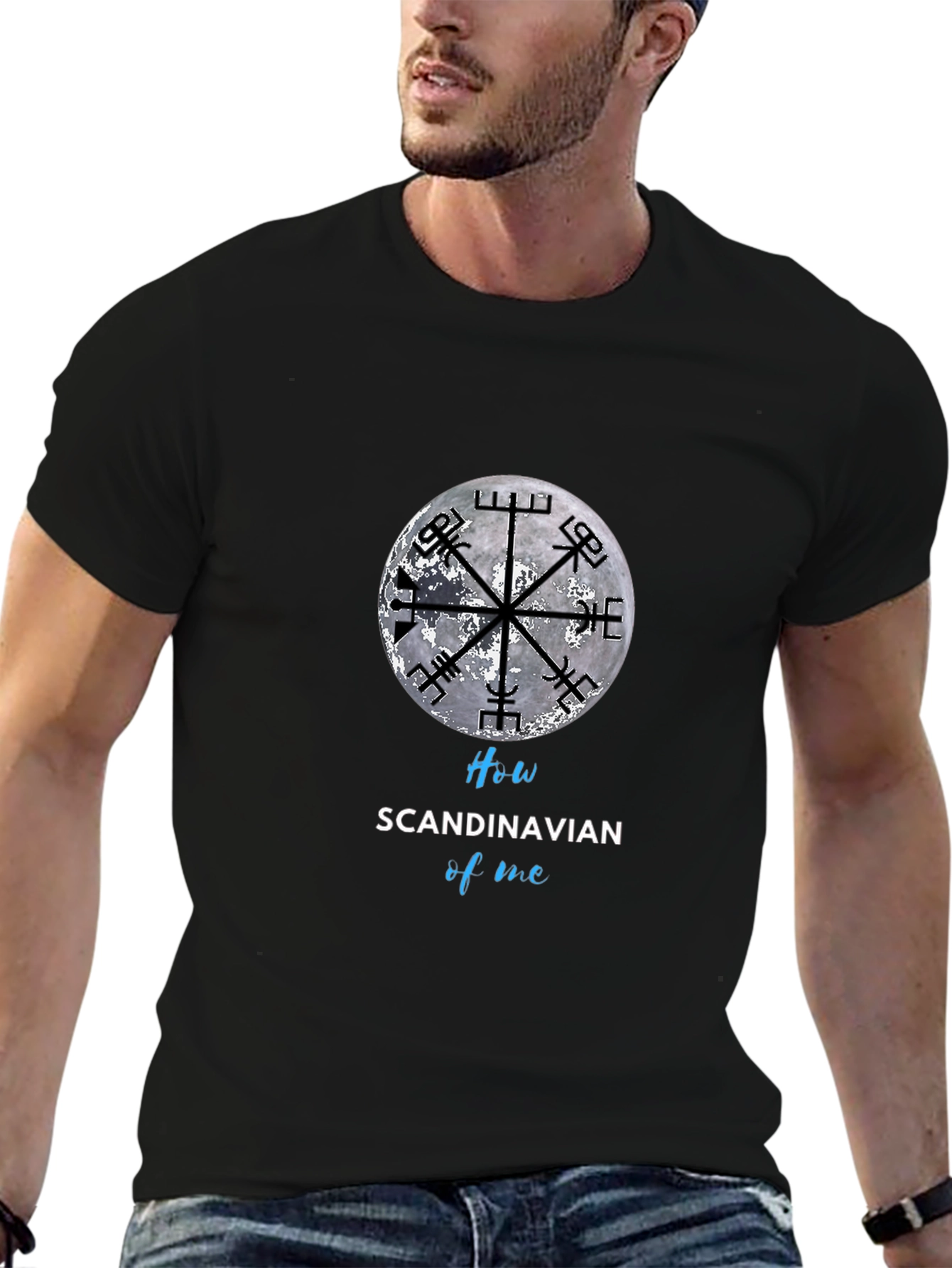 Scandinavian Vegvisir Compass Black T-Shirt