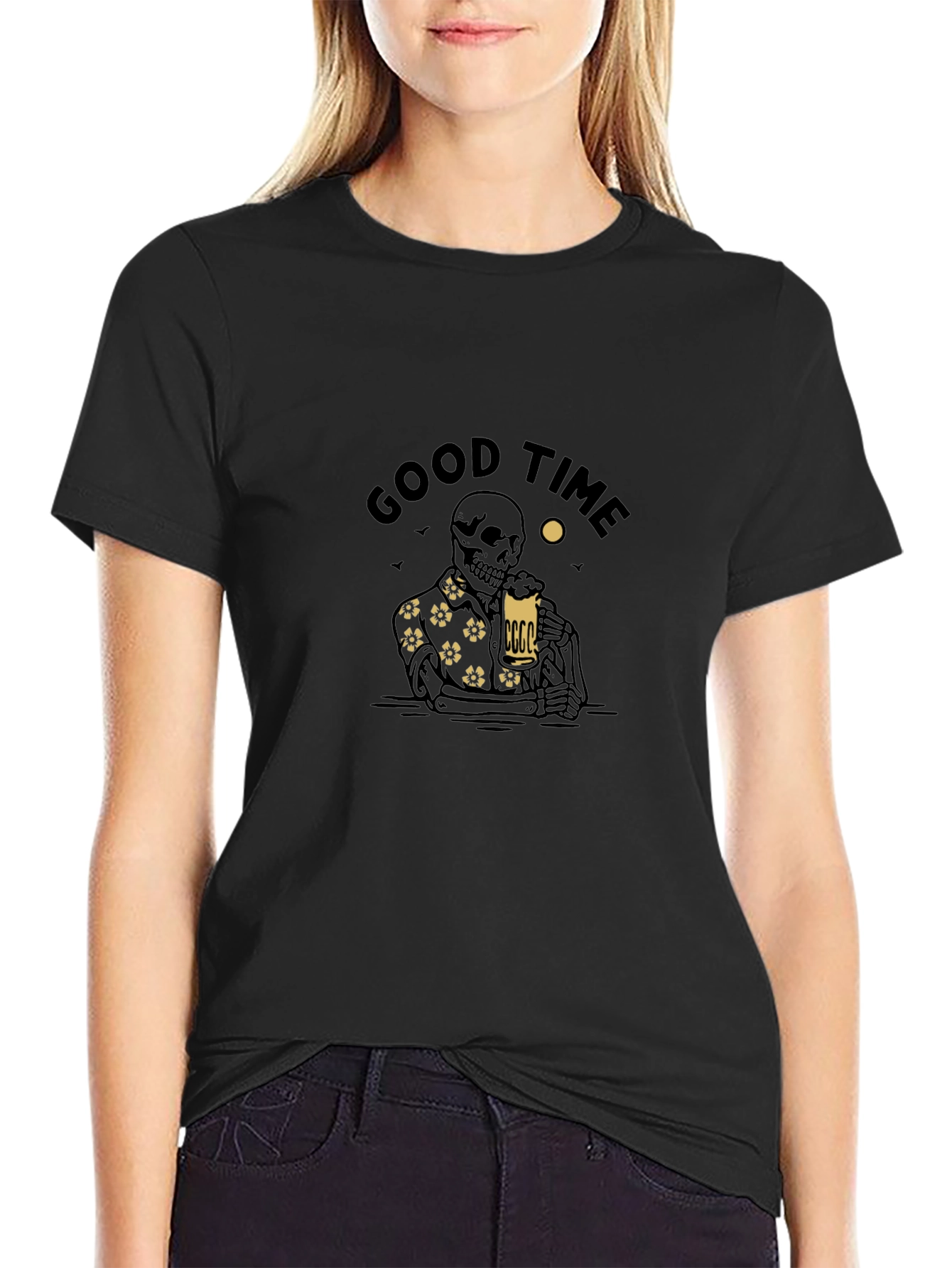 Good Time Skeleton Graphic Tee - Black