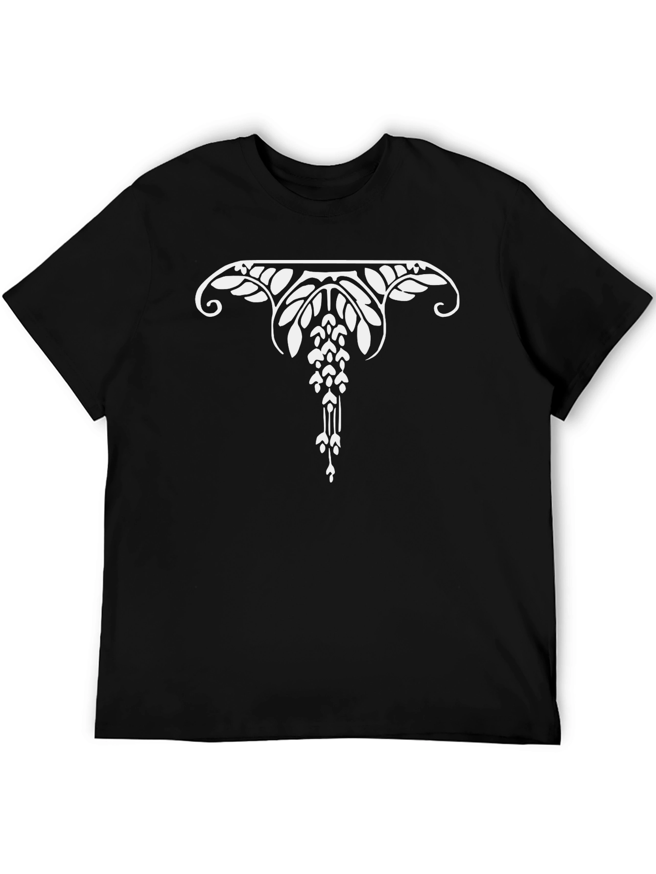 Elegant Art Nouveau Floral Graphic Tee - Black