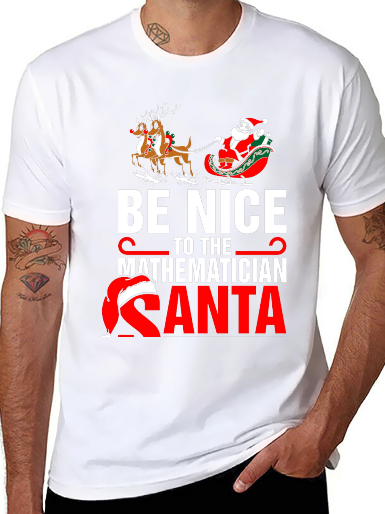 Be Nice to the Mathematician Santa T-Shirt