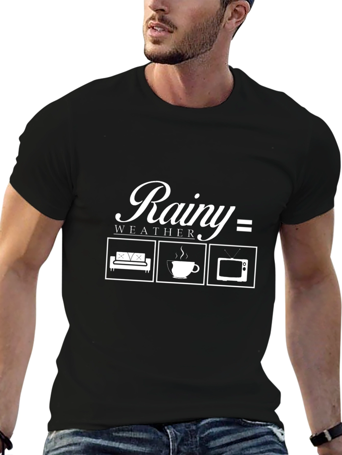 Rainy Weather T-Shirt - Couch Coffee TV Graphic