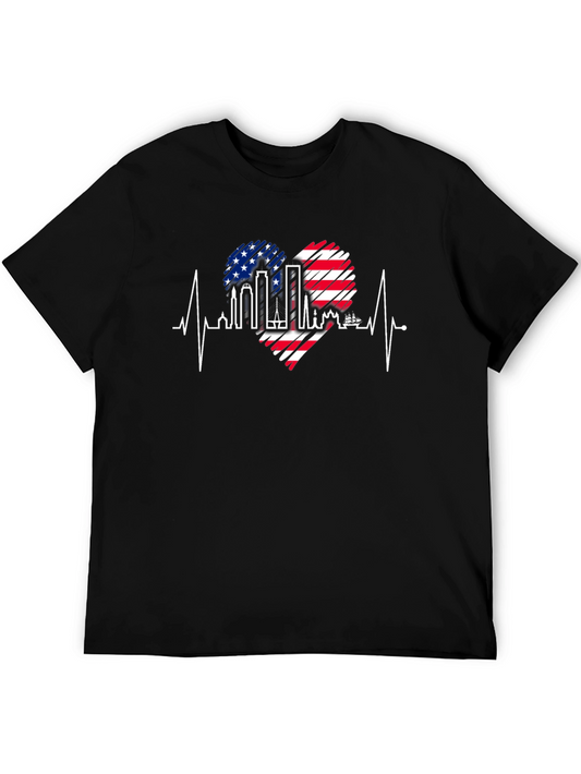 Patriotic Heartbeat Skyline T-Shirt
