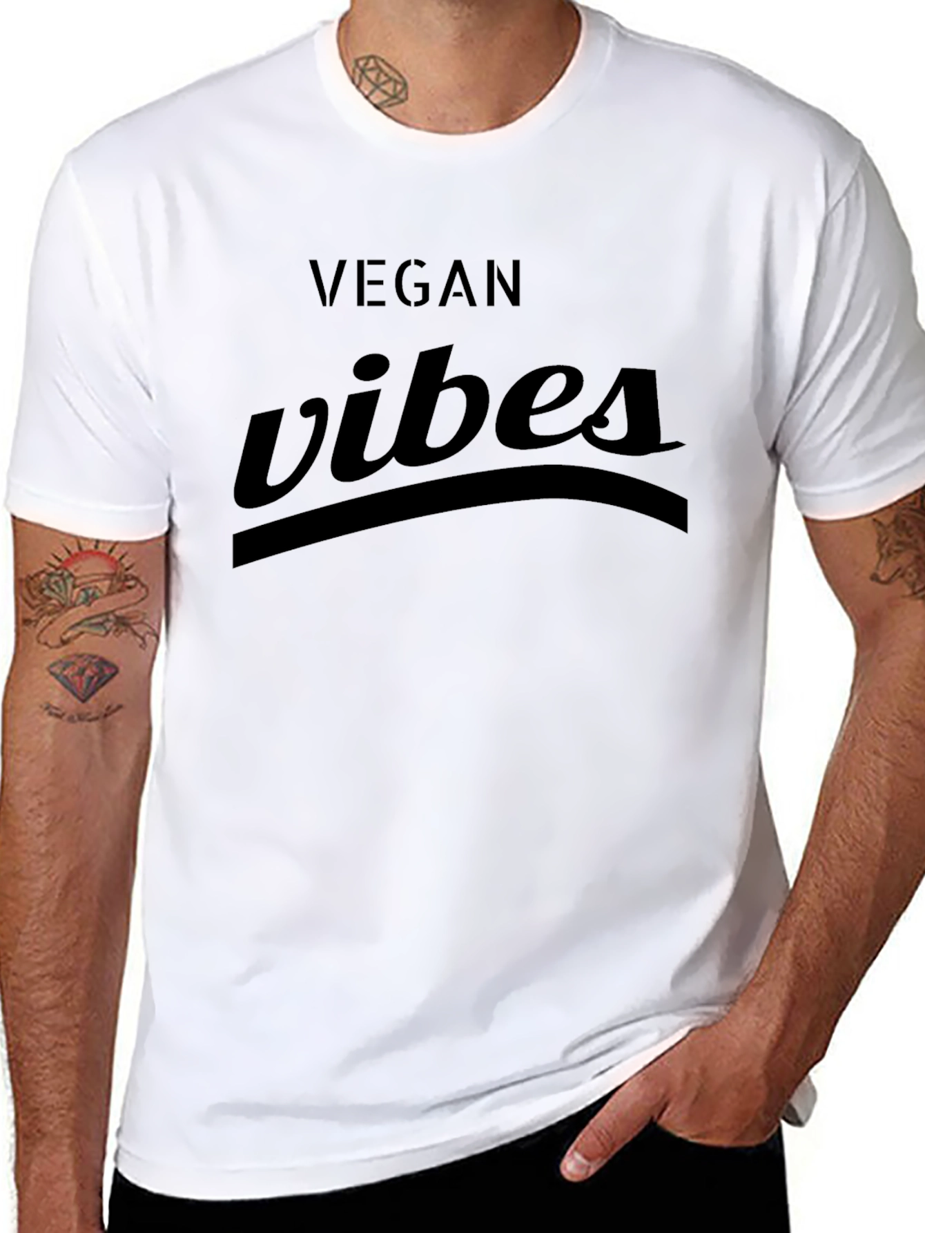 Vegan Vibes Graphic Tee - Black Casual Fit