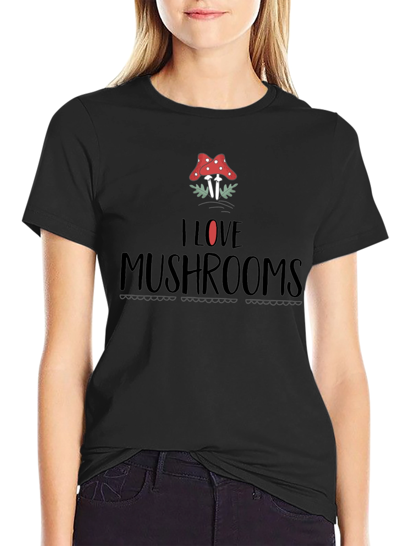 I Love Mushrooms Graphic Print T-Shirt