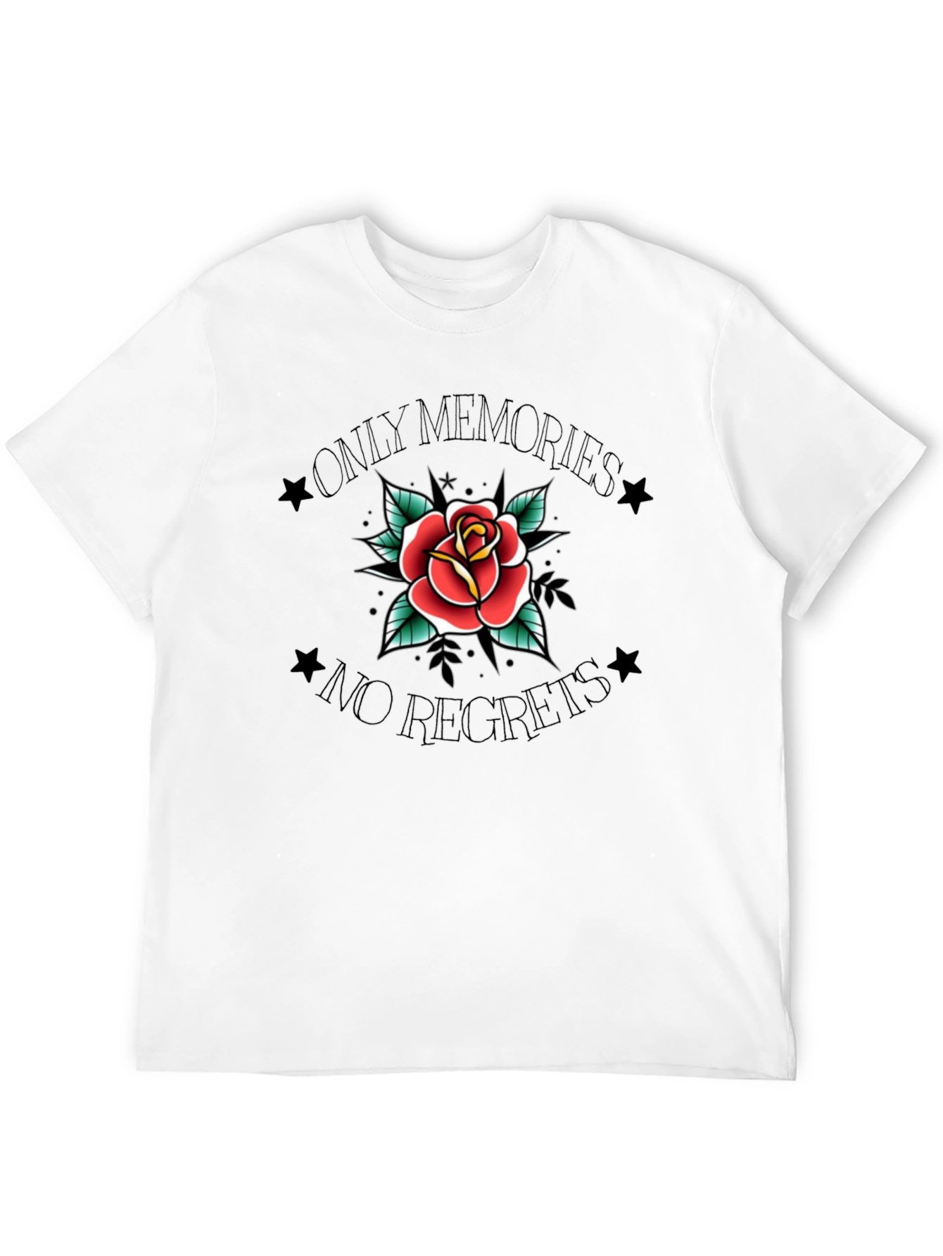Rose Tattoo Graphic Print Black T-Shirt