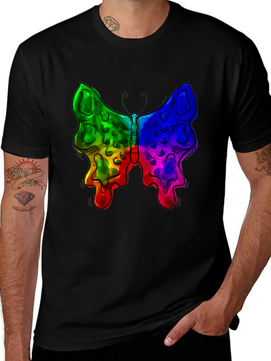 Rainbow Butterfly Graphic Black T-Shirt