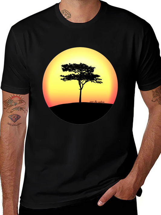 Nature Sunset Tree Graphic T-Shirt