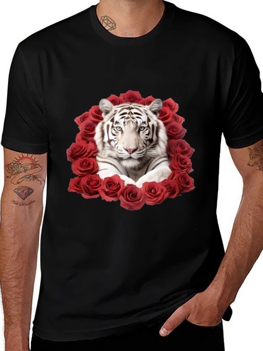 Tiger & Roses Graphic Black T-Shirt