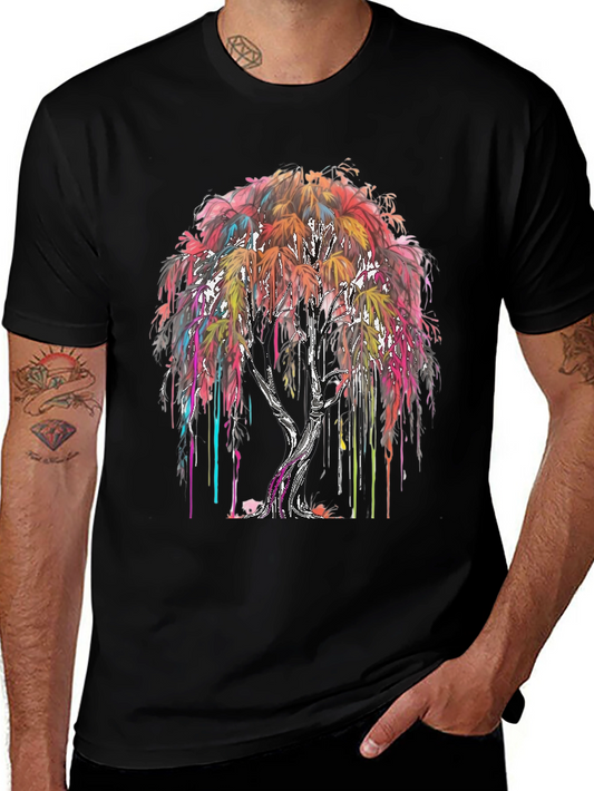 Colorful Drip Tree Graphic T-Shirt