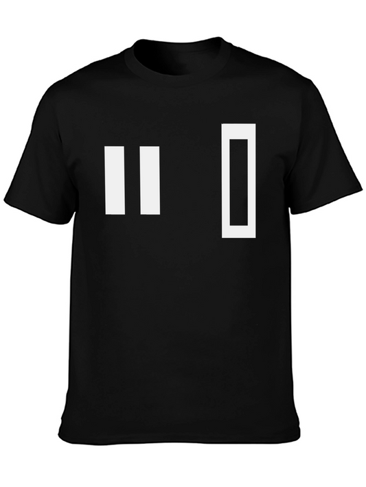 Minimalist Pause Symbol T-Shirt - Black Cotton Tee
