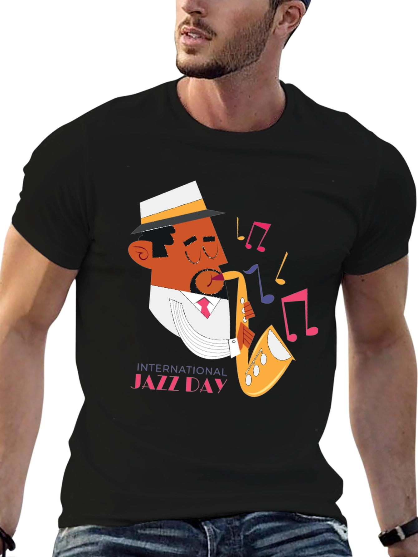 Jazz Day Graphic Black T-Shirt