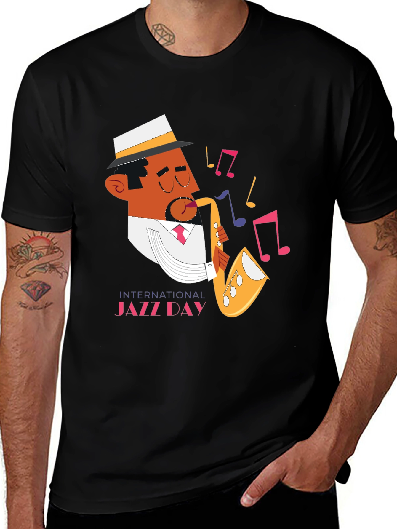 Jazz Day Graphic Black T-Shirt