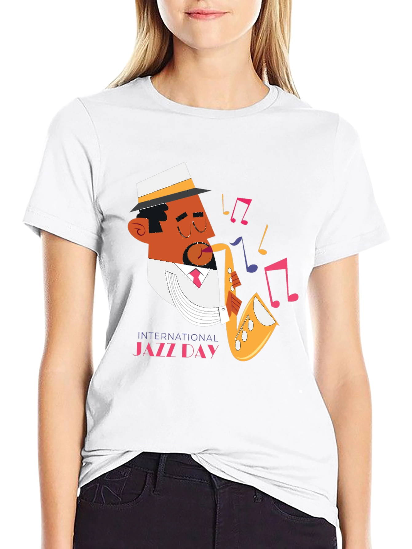 Jazz Day Graphic Black T-Shirt