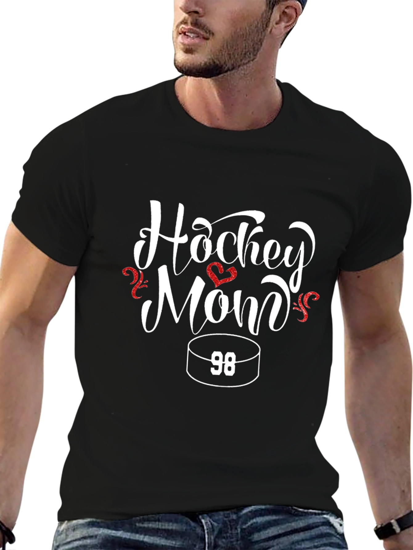 Hockey Mom Black T-Shirt - Number 98