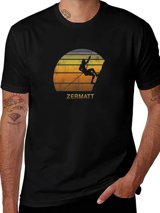 Zermatt Climbing T-Shirt - Retro Sunset Design