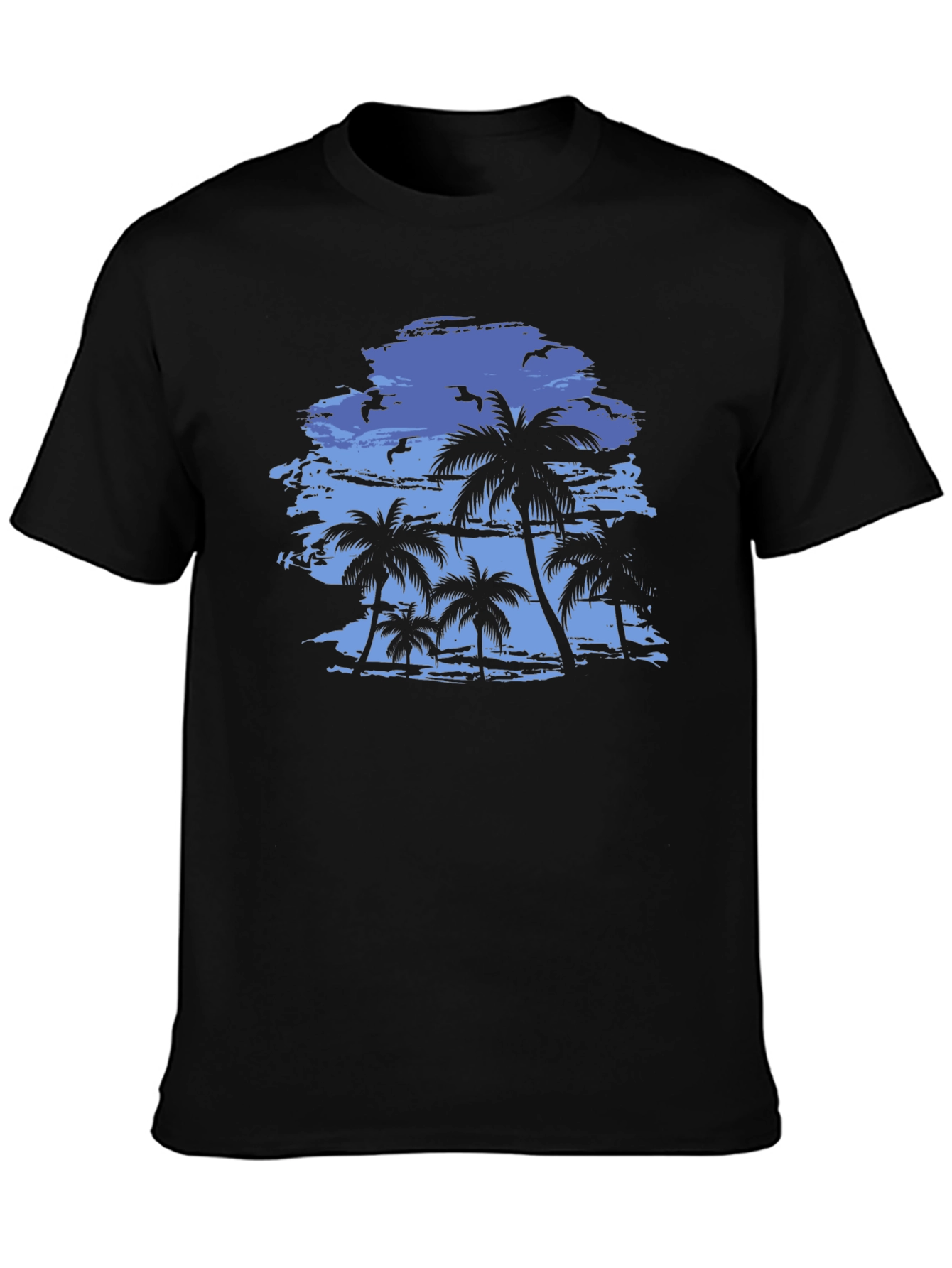 Tropical Palm Tree Graphic T-Shirt - Mens Black Tee