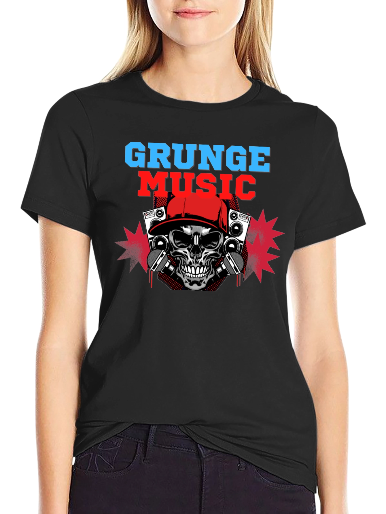 Grunge Music Skull Graphic Tee
