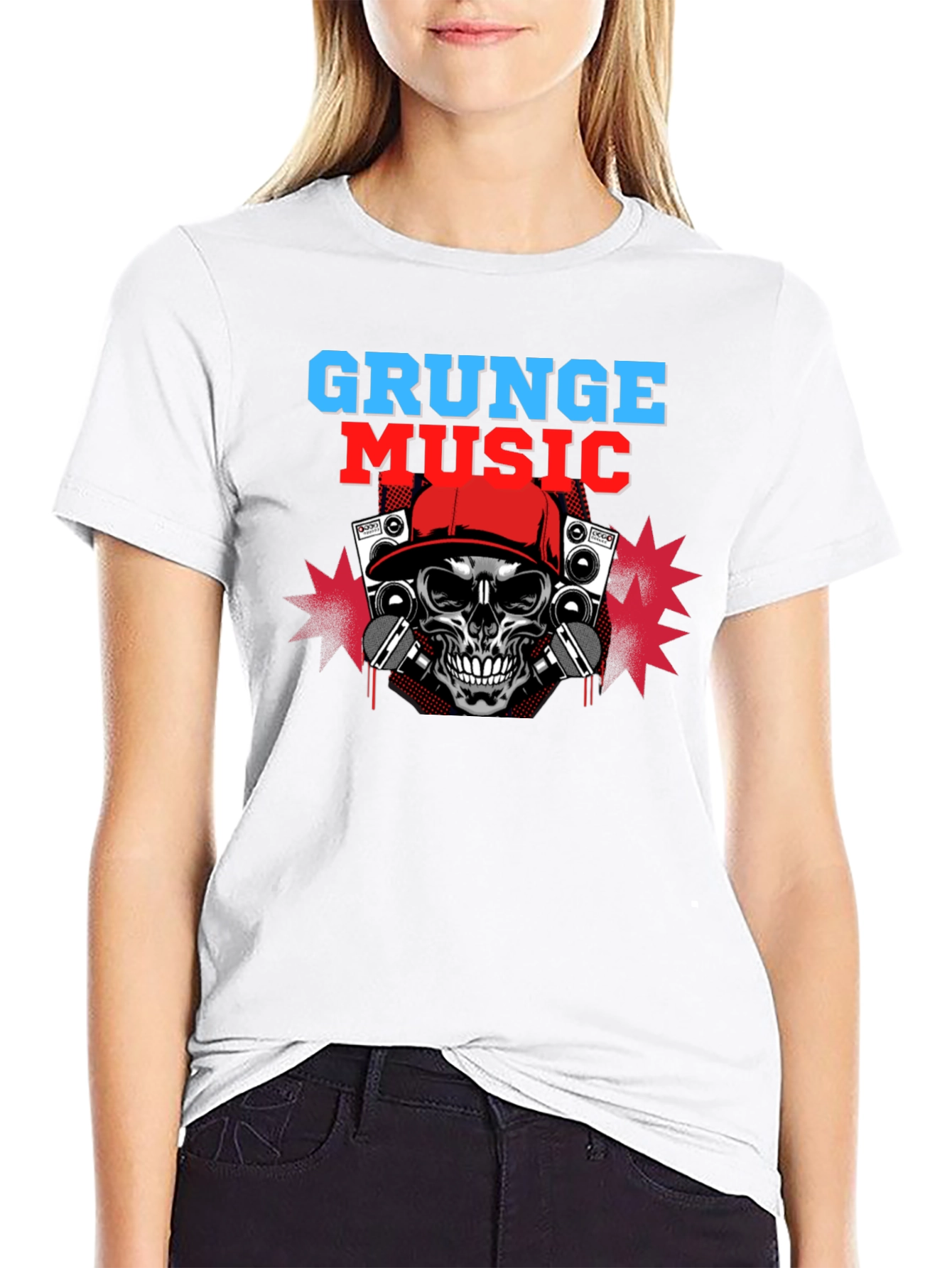 Grunge Music Skull Graphic Tee