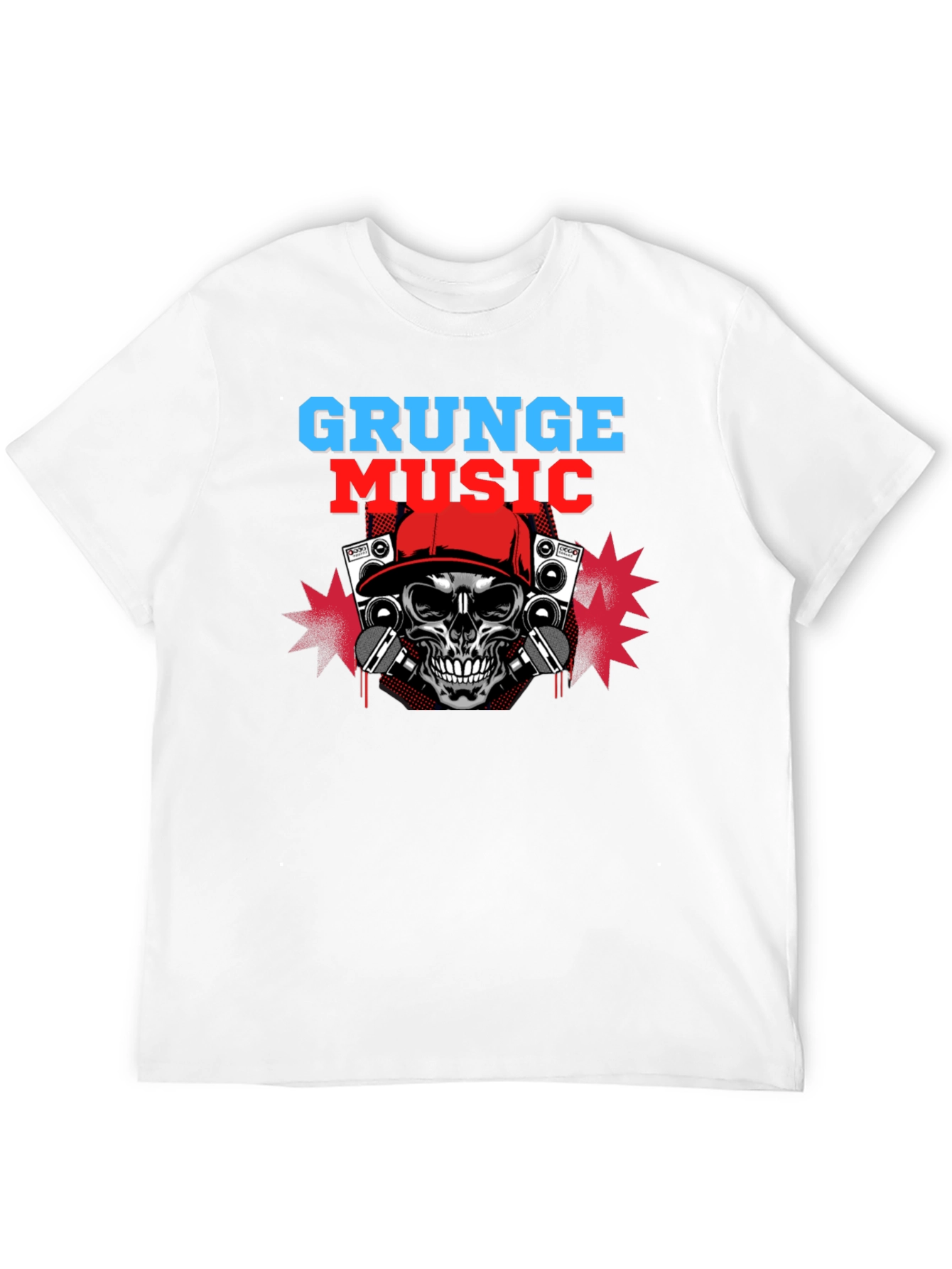 Grunge Music Skull Graphic Tee