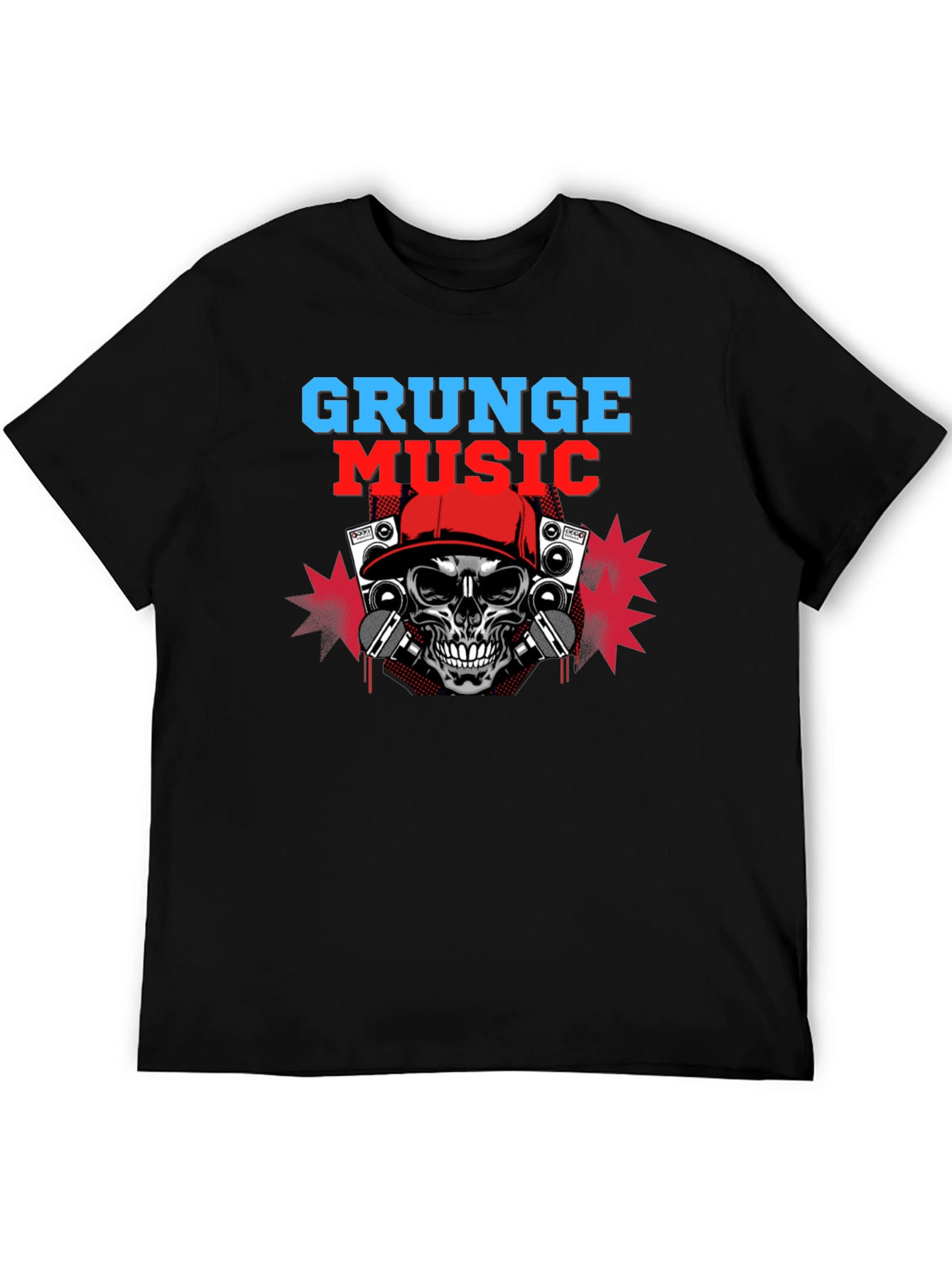 Grunge Music Skull Graphic Tee