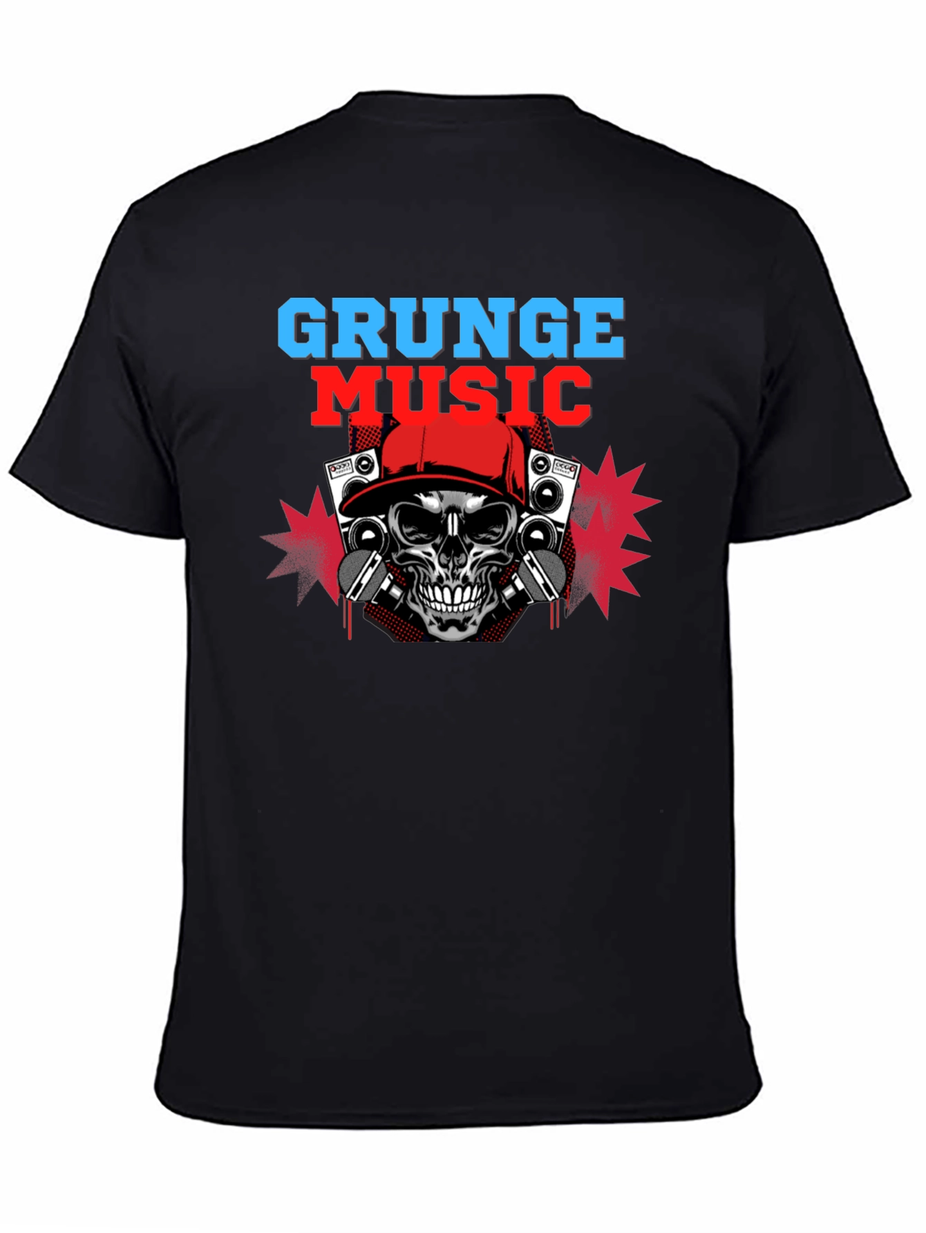 Grunge Music Skull Graphic Tee