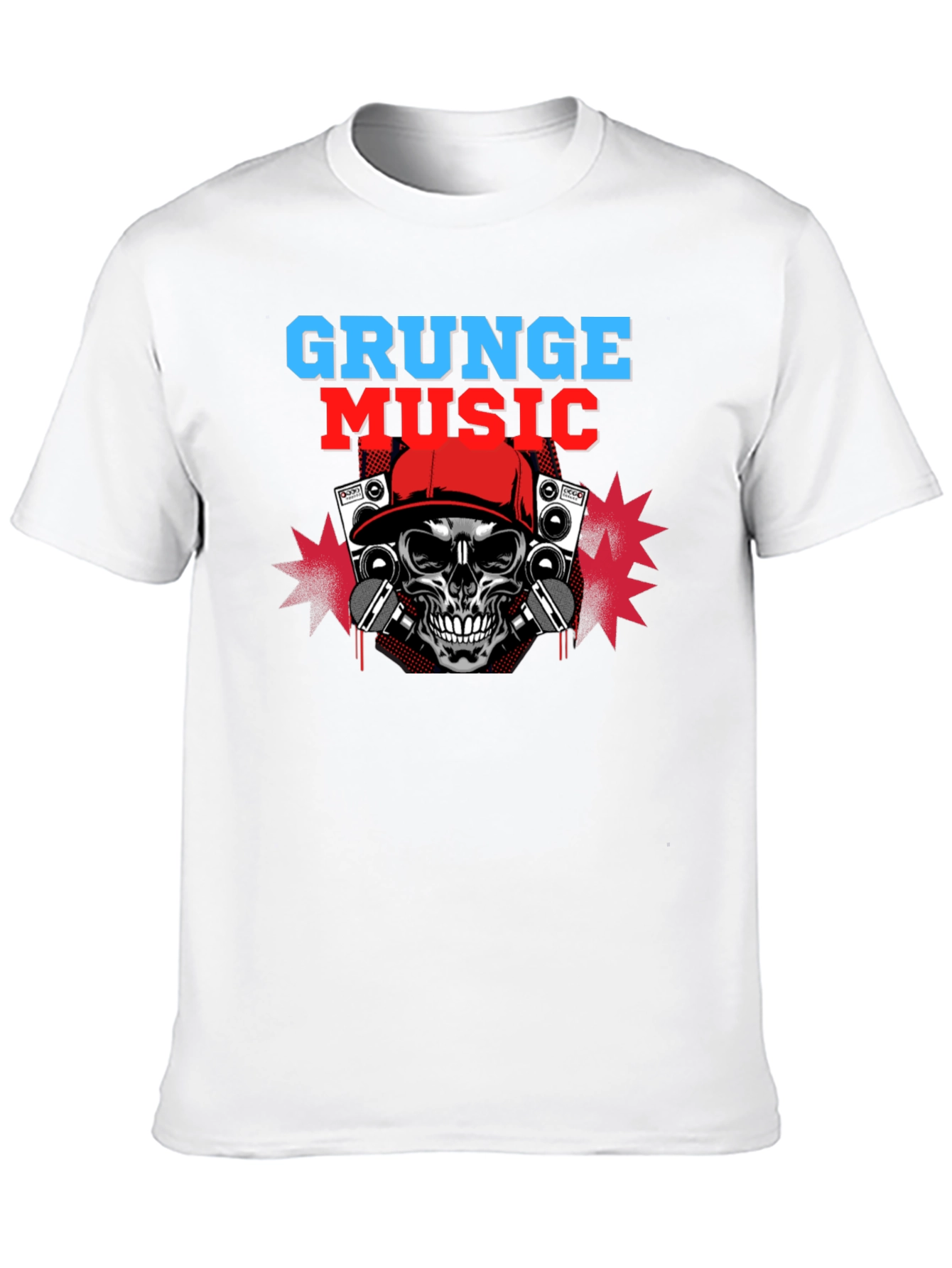 Grunge Music Skull Graphic Tee