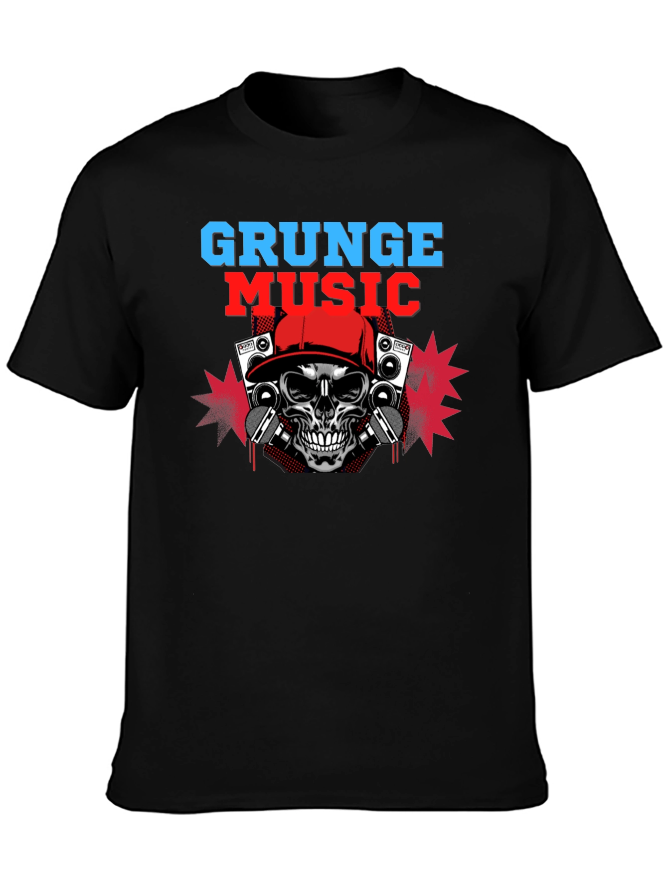 Grunge Music Skull Graphic Tee