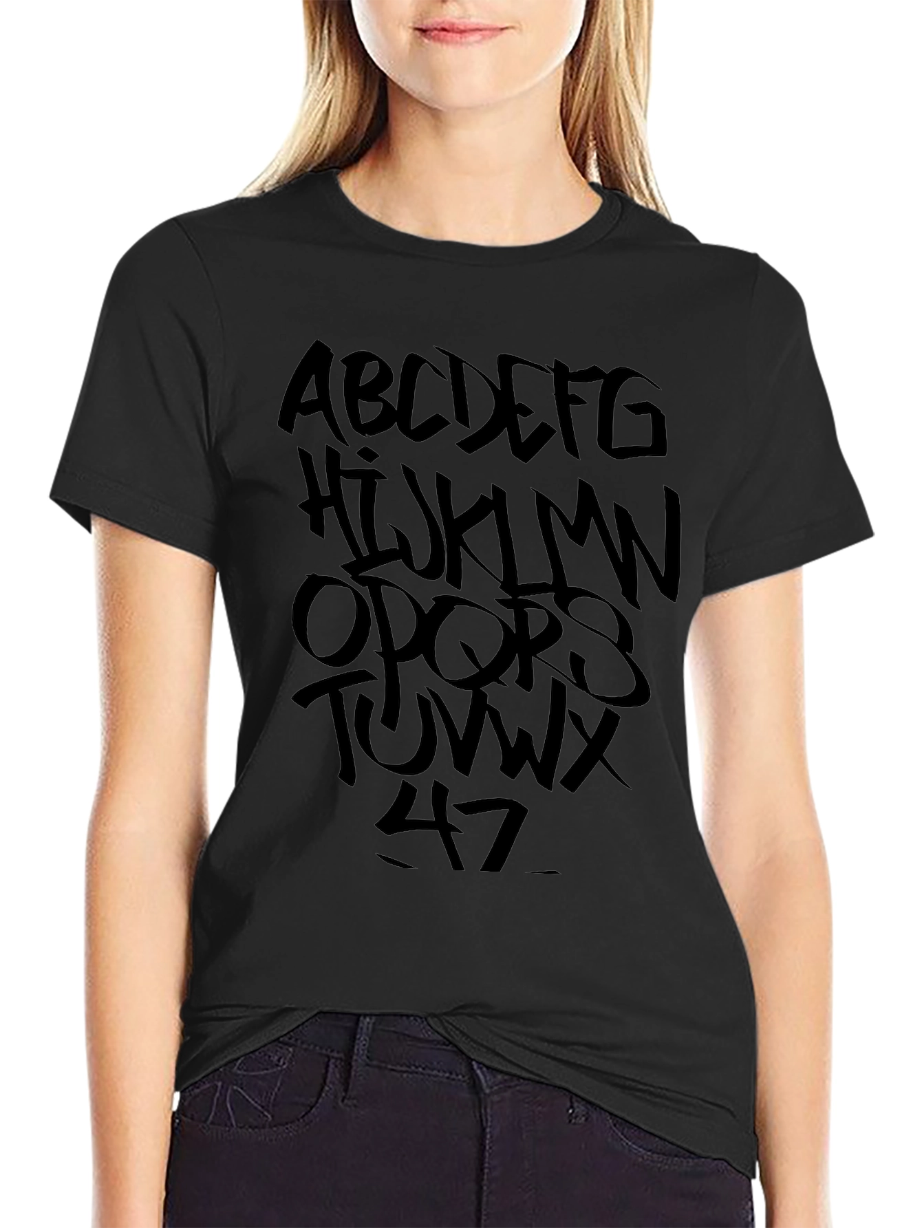 Graffiti Alphabet Black T-Shirt