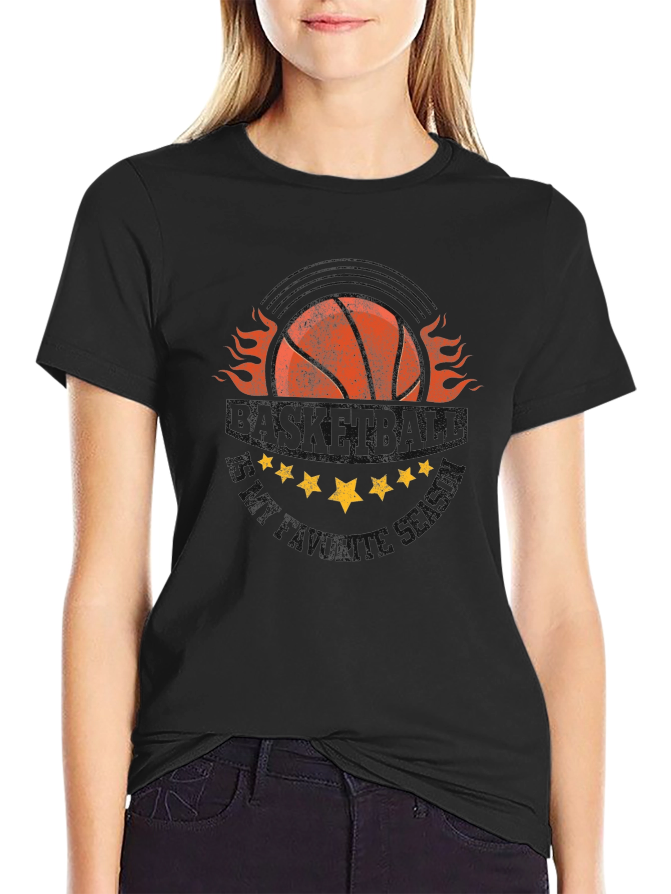 Fiery Basketball Graphic T-Shirt