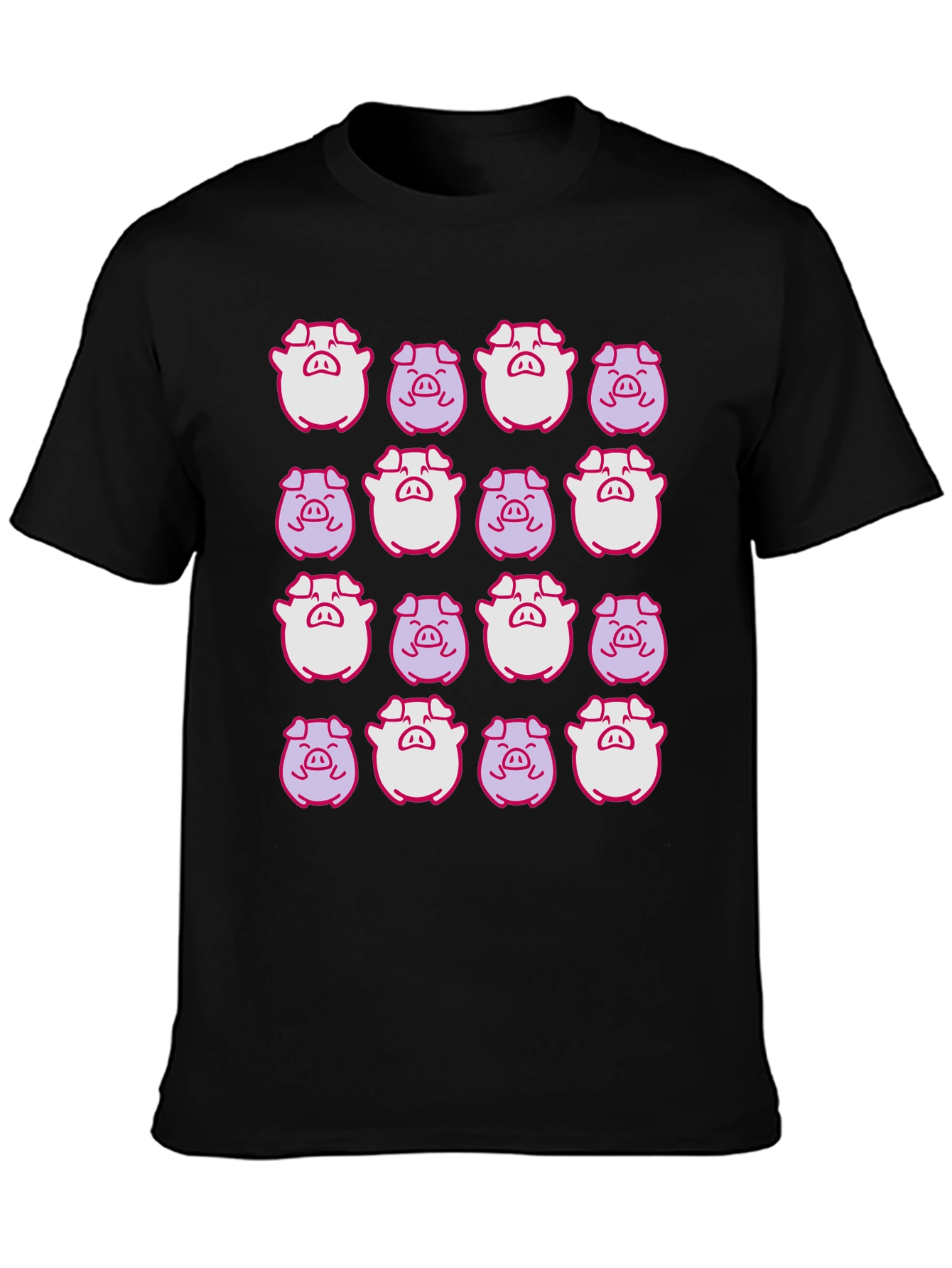 Pig Pattern Black T-Shirt
