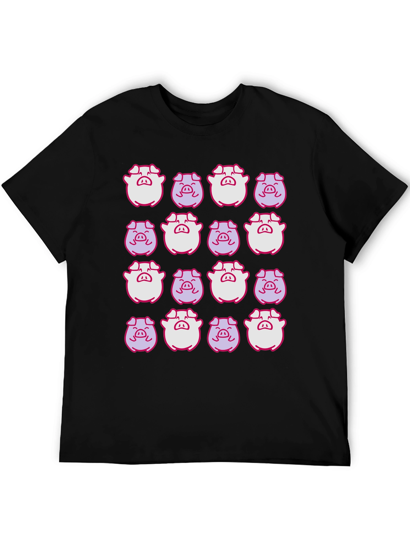Pig Pattern Black T-Shirt