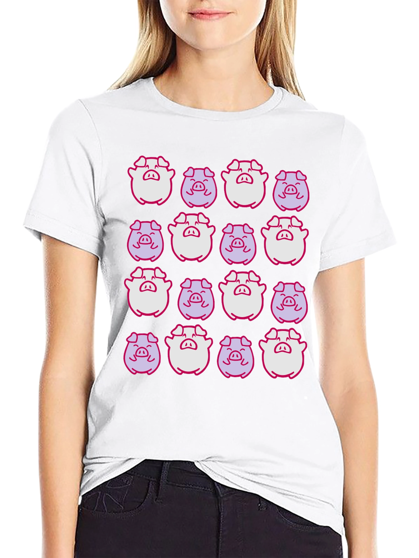 Pig Pattern Black T-Shirt