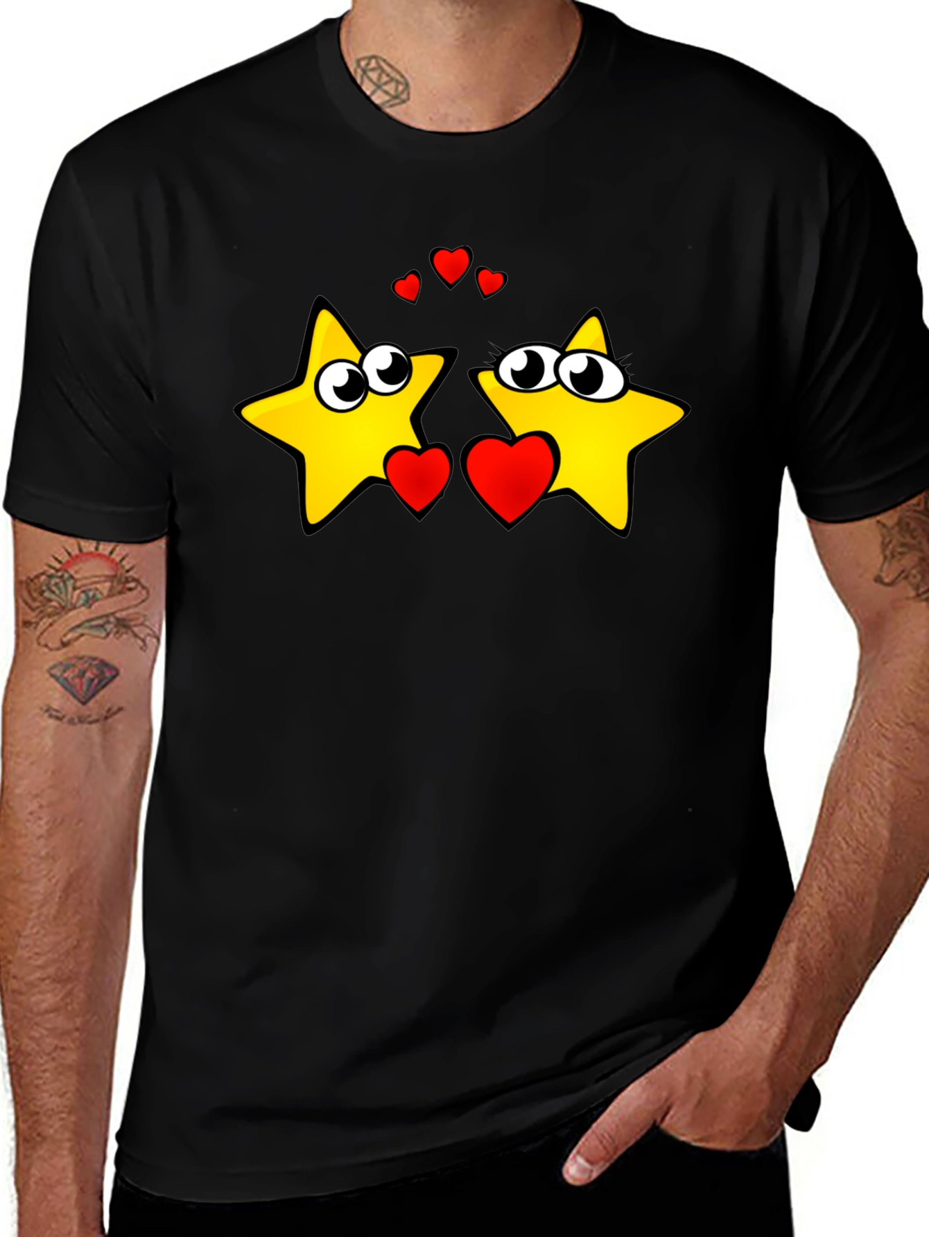 Starry Love Graphic Tee - Black